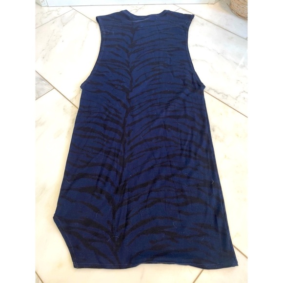 Indah Women’s Sleeveless Mini Dress Black And Navy Zebra Print Large Arm Opening - Picture 11 of 11